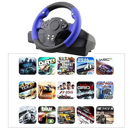 Purplert 7-in-1 Rennlenkrad 270° Lenkung PS4 / PS3 / PC/Xbox-One/XBOX-360 / Schalter/Lenkrad für Android-Spiele