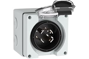 Muelnmey 30Amp Power Inlet Box,NEMA L14-30P 125/250Volt 7500W Inlet Generator Plug Outdoor dustproof and Weatherproof For Electric Vehicles, generators, Welding Machines, etc.ETL Listed