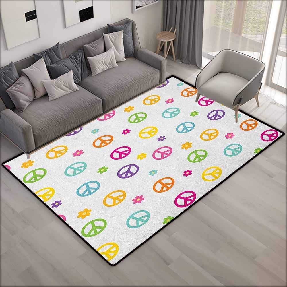 Alfombra de dormitorio, símbolo de paz Groovy, signo de estilo de vida