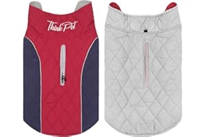 ThinkPet Dog Cold Weather Coats - Cozy Waterproof Windproof Reversible Winter Dog Jacket, Thick Padded Warm Coat Reflective V