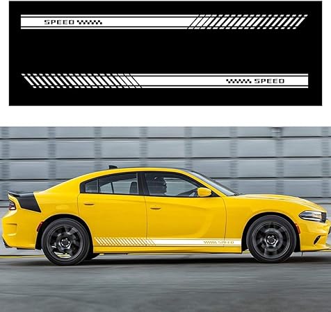 Amazon のために適した ダッジ カー オート ボディ ステッカー 車のサイドステッカーデカール ロング ストライプ サイド スカート 装飾 防水ステッカー 213 12cm 白 ステッカー デカール 車 バイク