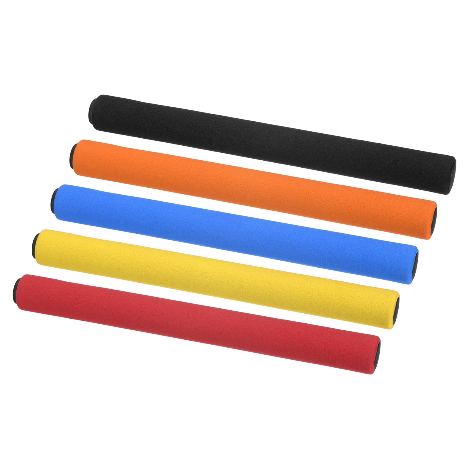PATIKIL Relay Track Baton Set, Sponge Stainless Steel Tube Race Field Running Sticks for Outdoor Athletics Sport Game Tool (Black,Blue,Orange,Red,Yellow)