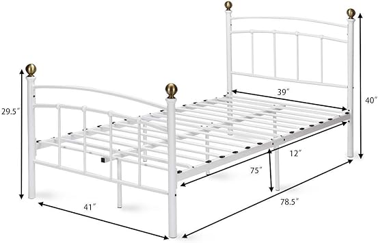 Amazon Com White Iron Twin Size Bed Frame 12 Storage Space Under
