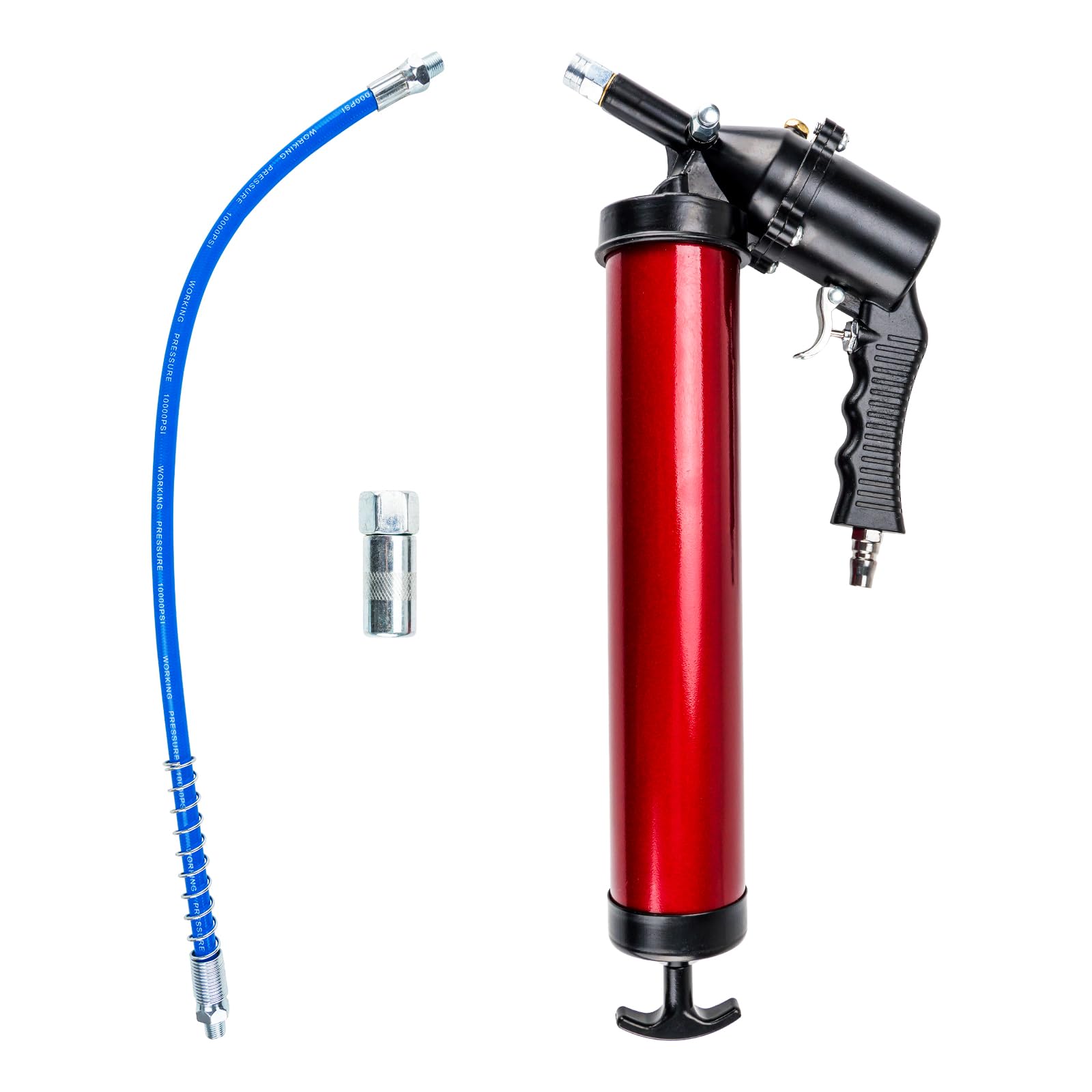 Photo 1 of PHILTOP Grease Gun Kit, 6000PSI Heavy Duty Pneumatic Grease Gun with 12 Inch Spring Flex Hose, 20oz Load, Normal Coupler, Air Operated Grease Gun