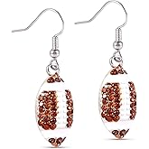 Rugby Earrings, Classic Rhinestone Football Earring Stylish Sports Dangle Earrings Sparkling Beaded Football Earrings for Woman