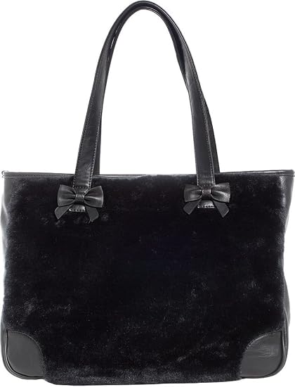 Amazon Sourpuss Brand ブラックフェイクファー トートバッグ ショルダーバッグ