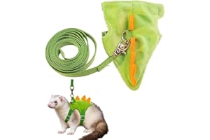 Amaezorx 1 Pcs Dinosaur Shaped Small Animal Harness and Leash Set - Adjustable Ferret Harness, Hedgehog Leash, Guinea Pig & H