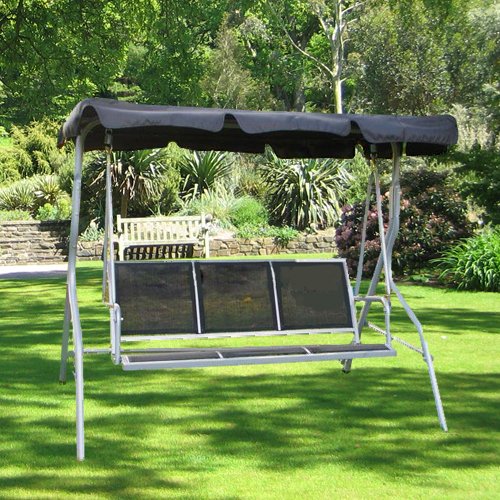 New Black/ Silver 3 Seater Garden Hammock Swing Amazon.co.uk Garden