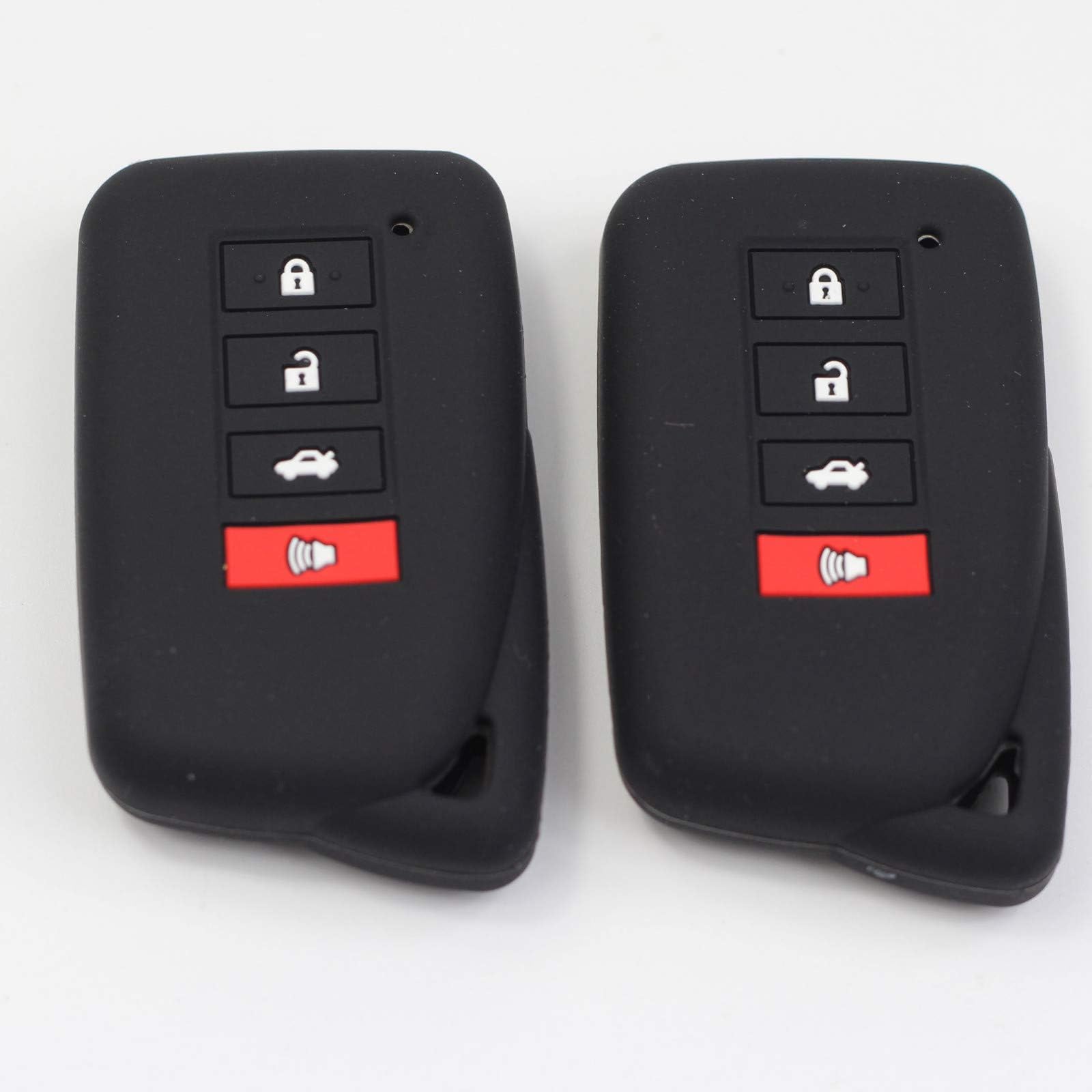 Btopars 2Pcs Black Silicone Rubber 4 Buttons Smart Key Fob Protector Remote Skin Cover Case Keyless Jacket Compatible with Lexus GS450h ES300h RC350 IS350 IS250 IS200t IS300 RC200t RC300