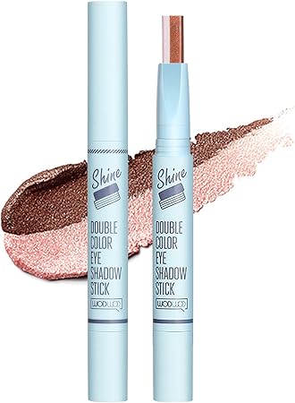 Amazon アイシャドウ 2色 スティックタイプ 人気 携帯便利 アイメイクアイカラー アイシャドー ピンク グリッター コスメ プロ用 初心者 パーティメイク アイシャドウ パレット チョコレート 長持ち 防水 カラーパレットぴかぴか おしゃれ ブラウン系 ゴールド アイ