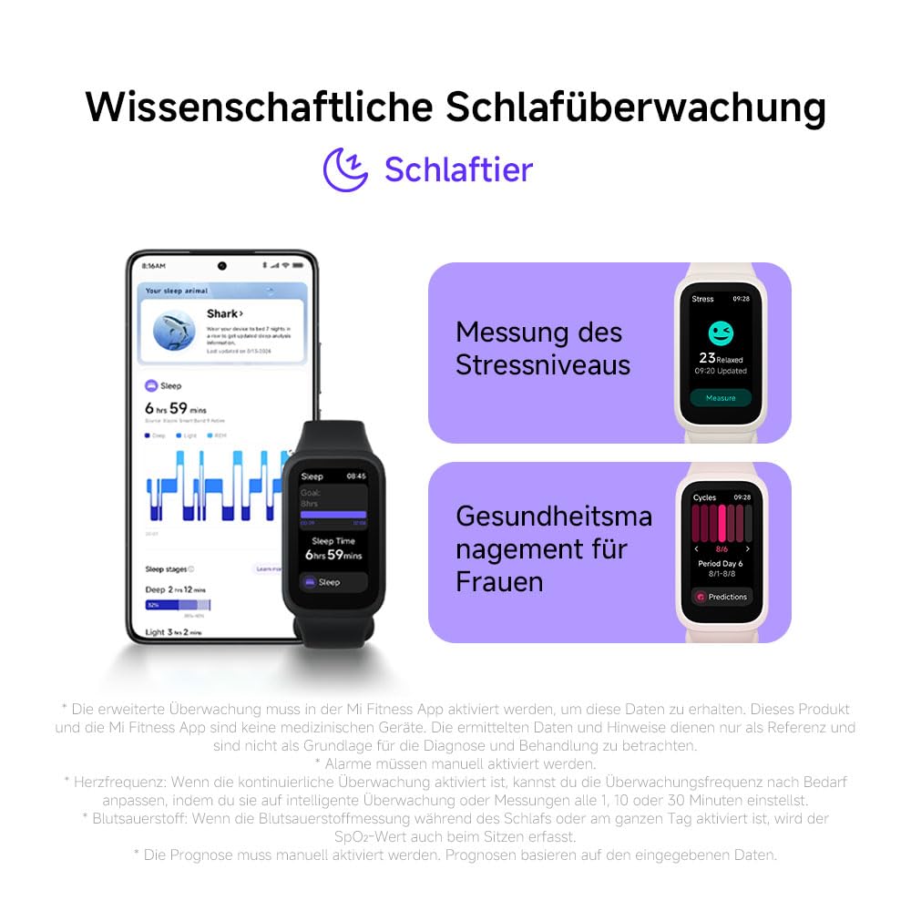XIAOMI Smart Band 9 Active Schwarz – 1.47" TFT, 450 Nits, 18 Tage Akku, 50 Sportmodi, SPO₂-Sensor, 5ATM Wasserdicht 7