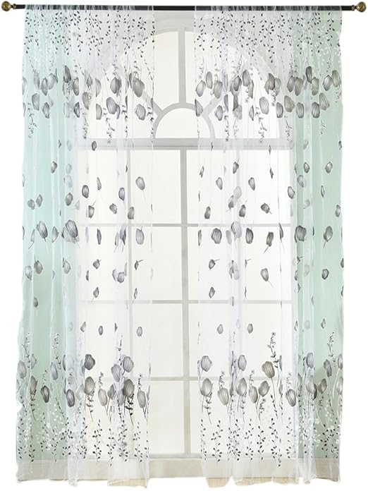 Amazon Com Winomo Transparent Tulip Flower Sheer Curtains Window