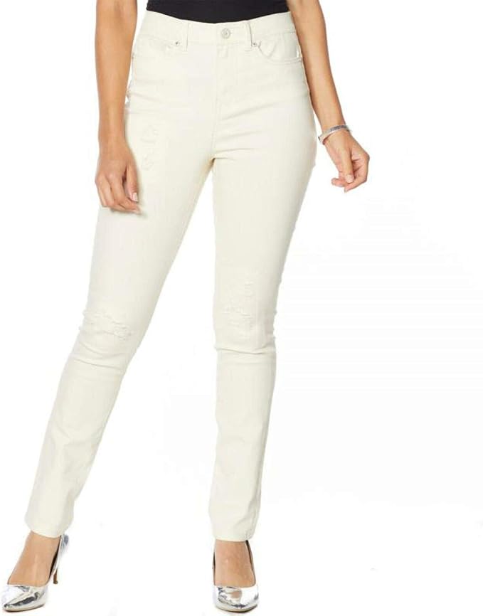 DG2 by Diane Gilman Women's Petite Virtual Stretch Destructed Skinny