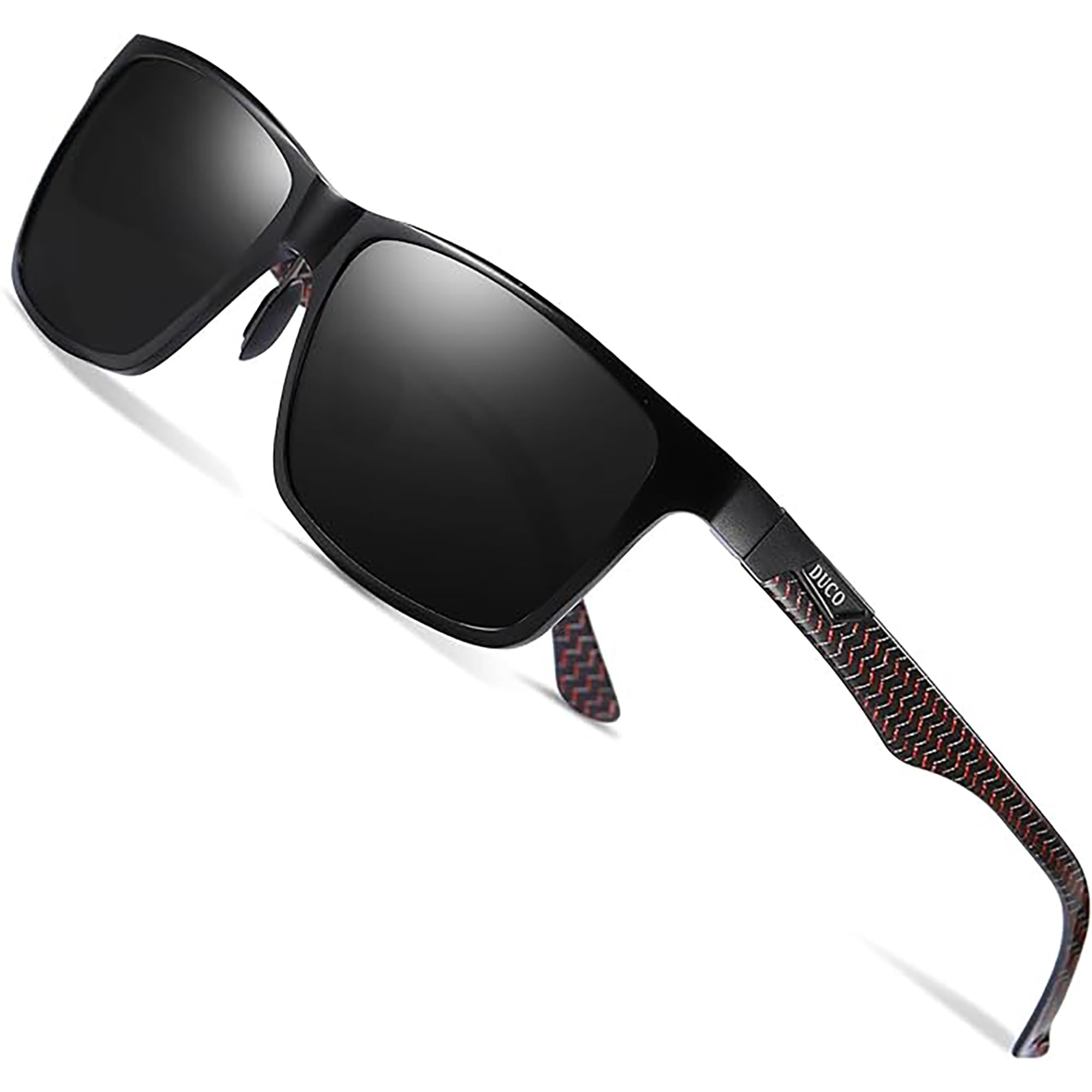 DUCO Men's Polarised Sunglasses With Rectangular Metal Frame And