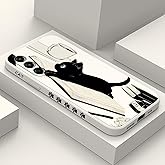 LEECG for Samsung Galaxy S24 Case, Design Pattern Slim Stylish Drop Proof Protective for Galaxy S24 Phone Cover 6.2 inch, Cat Rice White