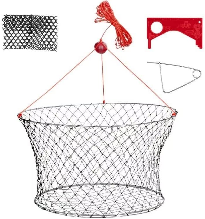 QualyQualy Fishing Crab Trap with 15m Harness Crab Gauge Measure and