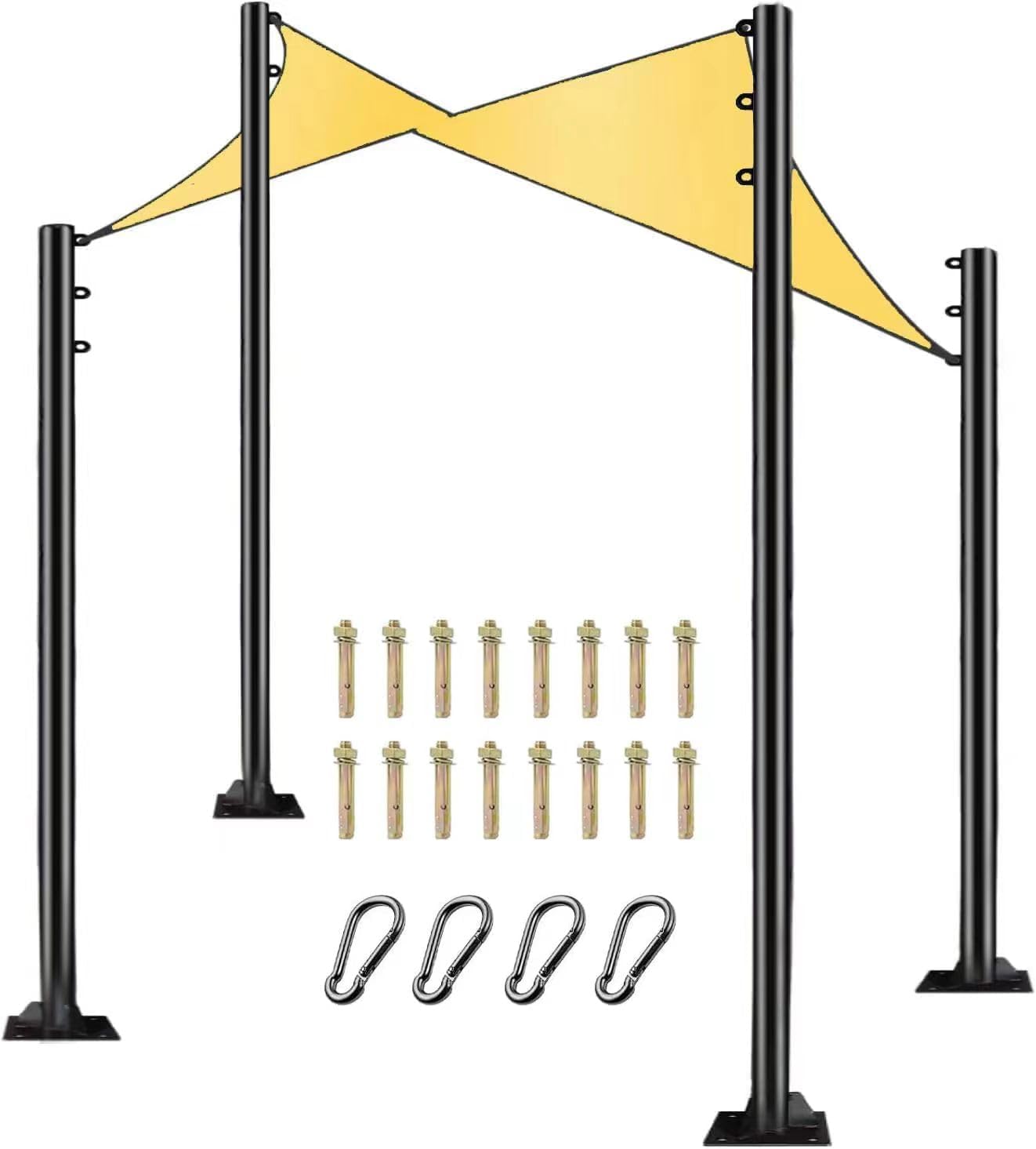 Photo 1 of 2025 Upgraded Sun Shade Sail Pole 9Ft Outdoor Sunshade Sail Post Support Awning Canopy Heavy Duty Metal Pole Kit for Outside Patio Garden Deck Playground Backyard