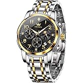 OLEVS Watches for Men Luxury Analog Waterproof Stainless Steel Casual Big Face Chronograph Classic Fashion Roman Numeral Quartz Date Men's Wrist Watches Reloj para Hombre