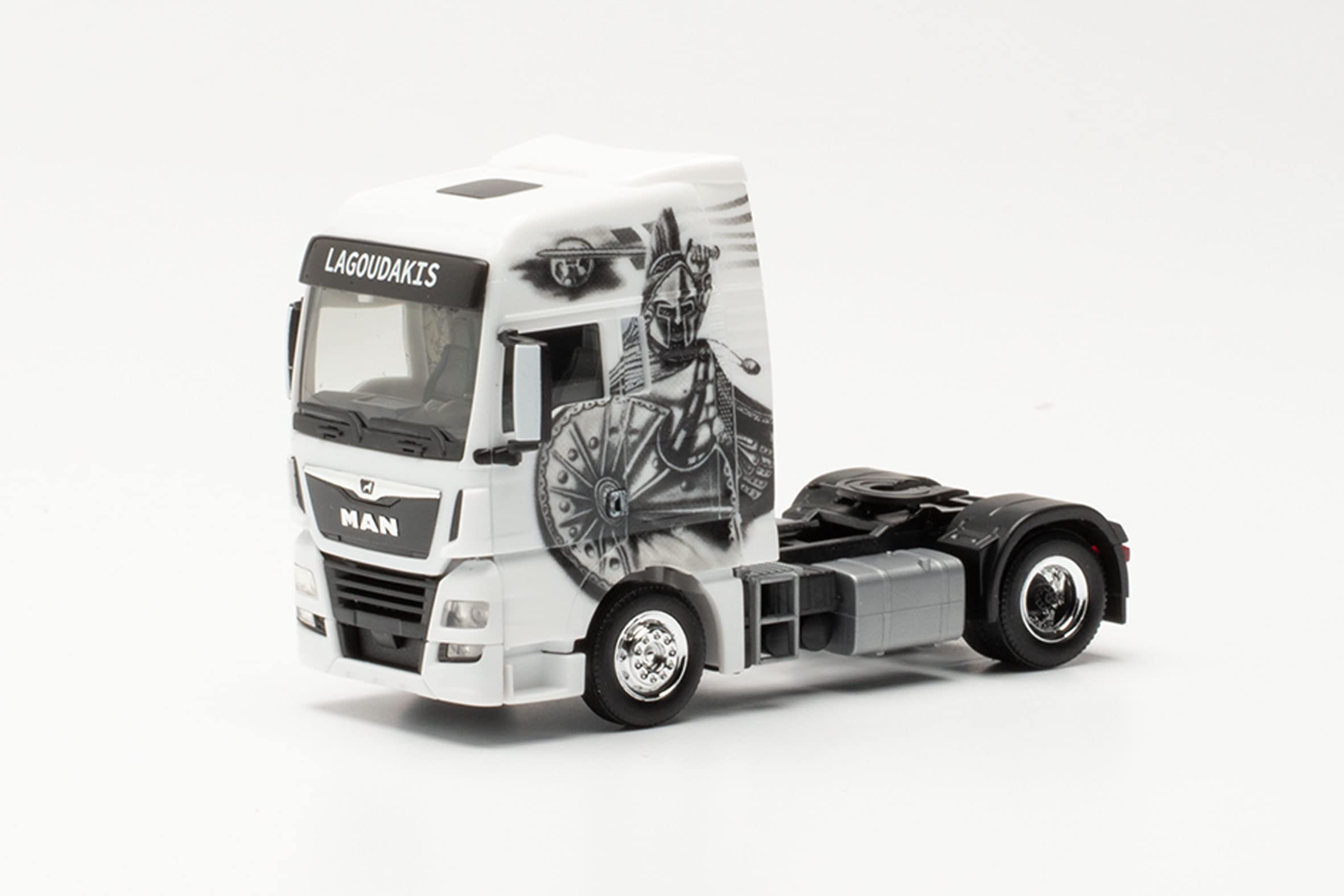 herpa 314923 Man Man TGX XXL Lagoudakis 3 / Leonidas, King of Sparta" Tractor Miniature Models Small Model Collector's Item, Detailed, Multi-Coloured