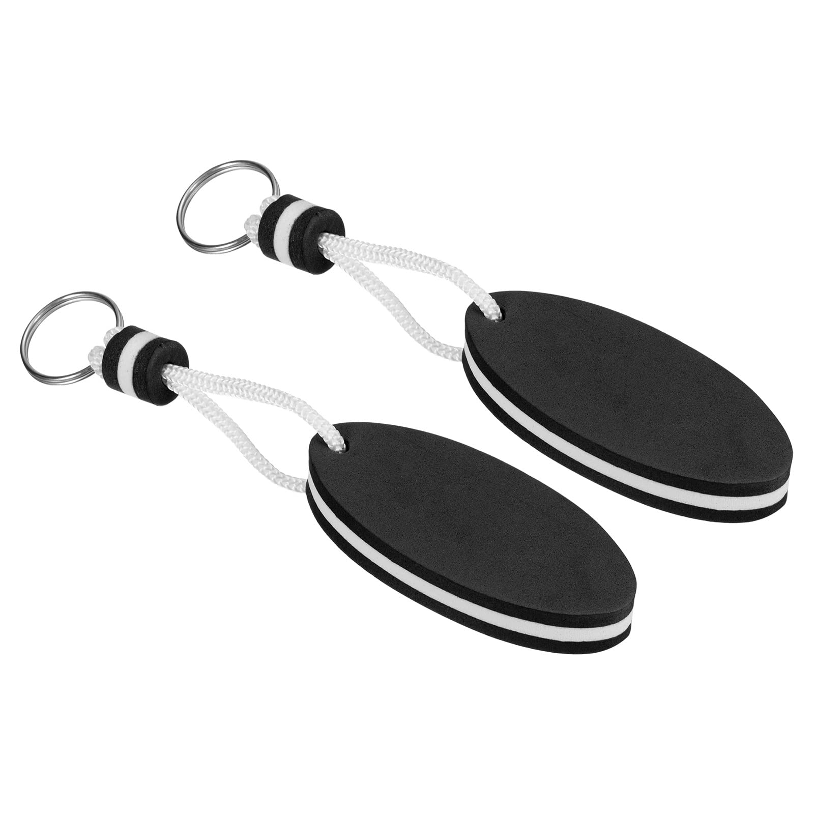 PATIKIL Floating Keychain, 2 Pack Sports Buoy Key Rings Oval Buoyant Keyrings Marine Sailing Key Holder for Fishing Kayaking, Black