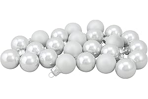 NORTHLIGHT 24ct White 2-Finish Glass Christmas Ball Ornaments 1" (25mm)