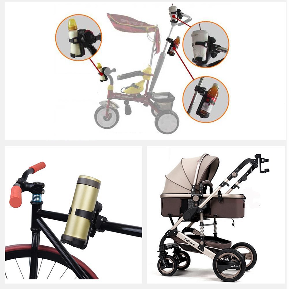 verstellbar Fahrrad Flaschenhalter Rack 360 Grad drehbar Kunststoff Stahl Flaschenhalter für Erwachsene Fahrrad, Mountain Bike, Baby Trolley, Kinder Dreirad, Regenschirm Auto (2 PCS)