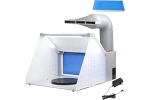 Hotorda Portable Airbrush Spray Booth with 3 LED Lights, Extra Replaceable Extra Filter Pad, Turn Table and 6ft Exhaust Extension Hose for Hobby, Painting, Art Craft, Model