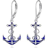 Anchor/Sea Turtles/Frog/Cowboy Earrings Sterling Silver Nautical Drop Earrings Steering Ocean Sea Nautical Theme Jewelry Gifts for Women
