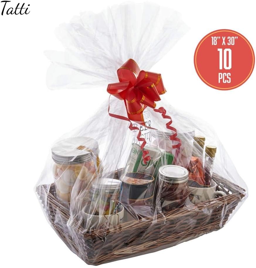 20 Pcs 18x30 Clear flat Cello/Cellophane Treat Bags for Gift Wrapping, Bakery, Cookie, Candies, Dessert, Gift Baskets, Presents, Weddings, Party Favors Packaging