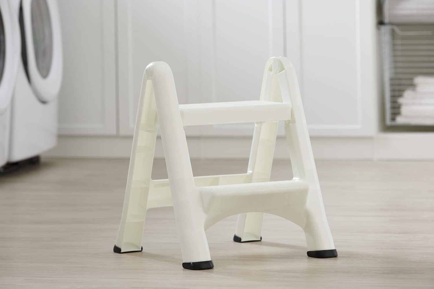 Rubbermaid Two-Step Folding Foot Stool, Small Step Stool, Step Stool for Adults, White: Industrial & Scientific
