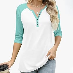 Henley Shirts for Women Y2K Contrast Color Block