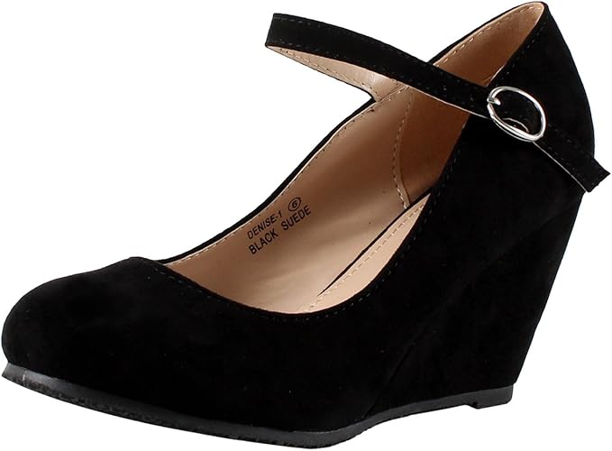 black wedge mary jane shoes