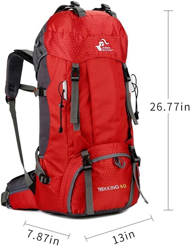 60L Waterproof Ultra Lightweight Packable Climbing Fishing Traveling Backpack Hiking Daypack,Backpack,Handy Foldable Camping Outdoor Backpack Bag with a Rain Cover (Red) - Image 4