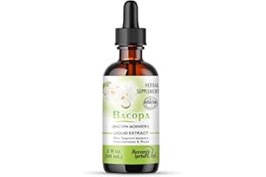 HEAVENLY HERBALS, INC. Bacopa Drops -Improves Memory Concentration, Focus - Bacopa Monnieri Extract | Brain Supplement Memory Supplement Cognitive Enhancement | Herbal Remedy 2.0 fl oz - WellnessHerbs Ships from USA.