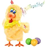 SuBleer Plush Chicken Laying Eggs Toy Electric Stuffed Animal Crazy Chick Doll with Sound Music for Boys Girls (29.05cm)