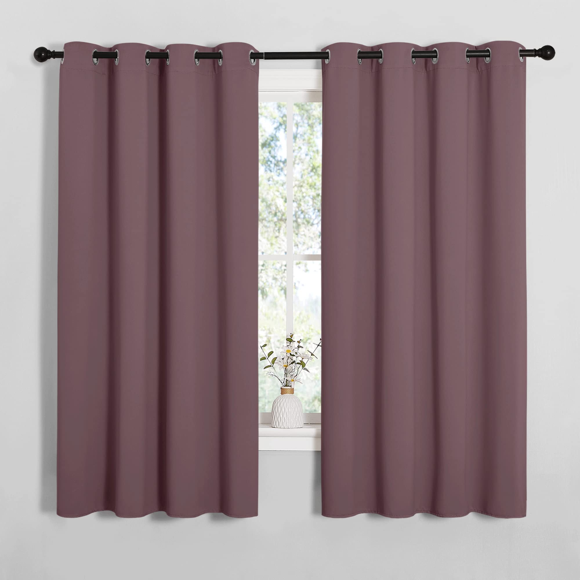 Photo 1 of NICETOWN Bedroom Curtain Panels Blackout Draperies, Dry Rose, 1 Pair, 55 by 68-inch, Thermal Insulated Solid Grommet Blackout Curtains/Drapes
