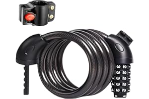 VeDerSell Bike Lock with Heavy Duty 5-Digit Resettable Combination Code, 1.2M/4FT Cable Lock for Bicycle, Electric Scooter, M