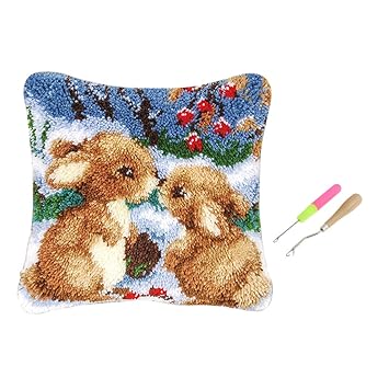 Prettyia 1 Set 17x17 Inch Cute Rabbits Latch Hook Kits Latch
