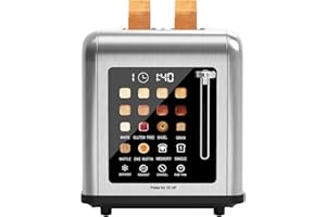 Touch Screen Toaster 2 Slice, Stainless Steel Toasters Digital Timer, Dual Control Panel Toasters, 8 Shade Settings 6 Bread T