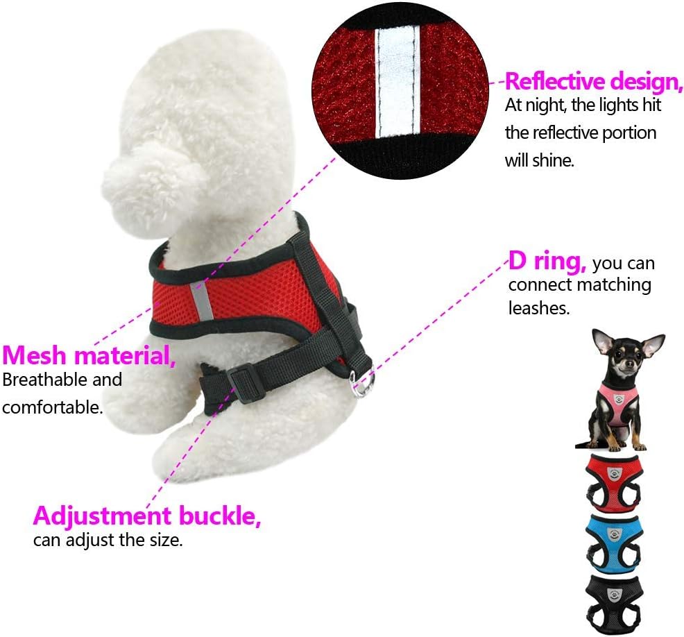 SpeedPets Reflective Breathable Mesh Small Dog Pet Harness Puppy Vest (Small, Black) - Image 5