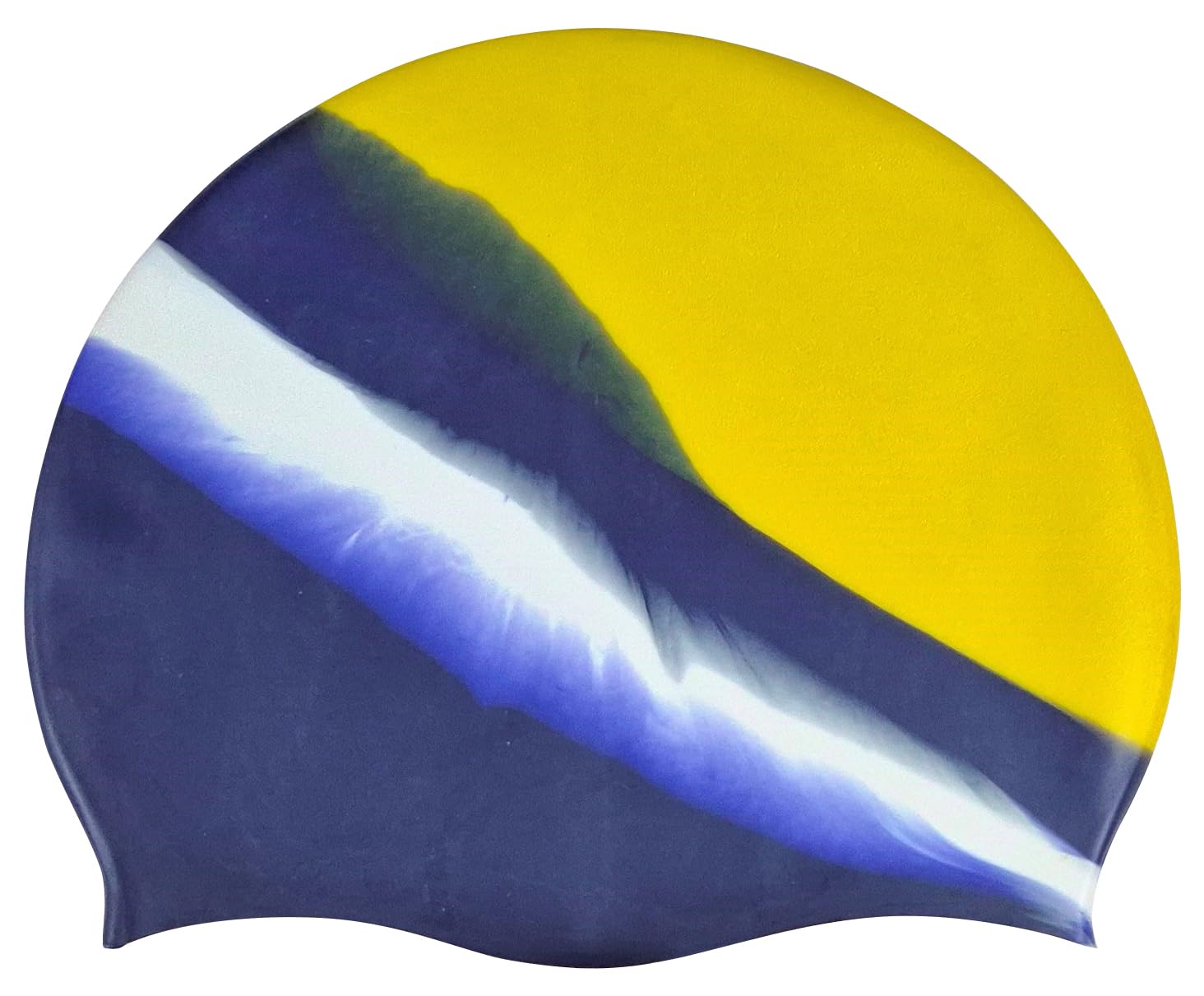 Blue Reef Stretchy Silicone Unisex Women Men One Piece Swimming Hat Swim Cap Multicolour Abstract Stripe Blue Black Silver One Size Adults 8+ Years Easy Pull On Swim Hat (NJ)