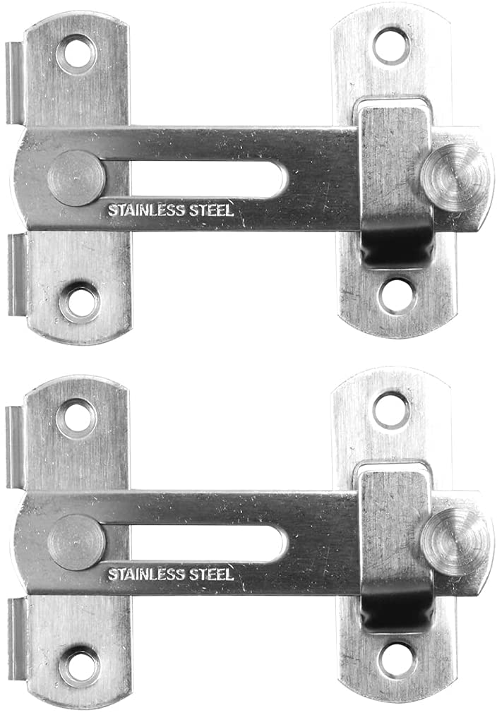 Shiwaki 2PCS Stainless Steel Gate Latches Flip Latch Safety Door Bolt Latch Lock (Brushed silver)