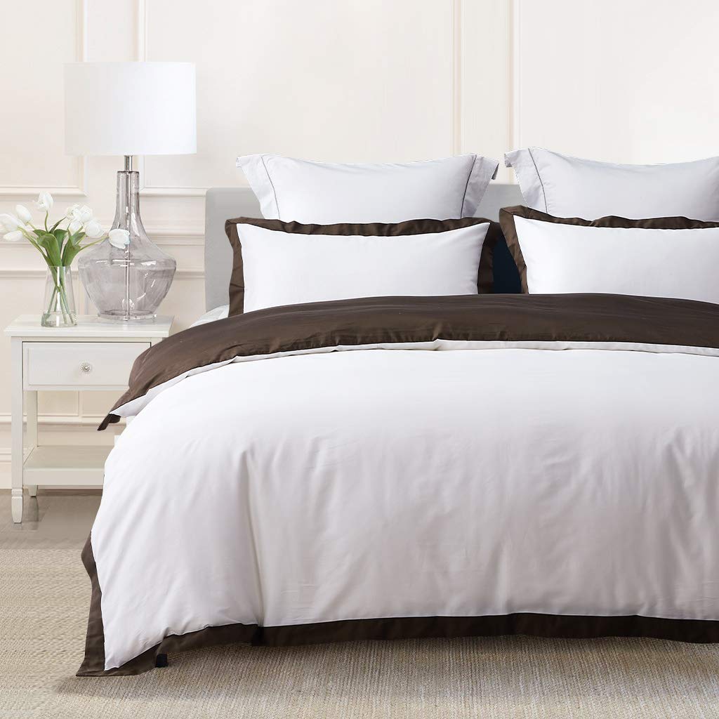 JOHNPEY Duvet Cover Queen King Size,1000TC Egyptian Cotton 3pc Hotel Bedding Set - Silky Soft Comforter Cover,Sateen Weave,Button Closure (Chocolate Brown, King)