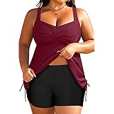 Aqua Eve Women Plus Size Tankini Swimsuit Two Piece Flowy Swimdress Bathing Suits with Shorts
