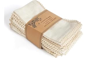 ACCENTHOME 18x18 inch Cotton Dinner Napkins - Set of 6, Beige, Printed, Linen Blend, Perfect for Family Dinners, Weddings & E