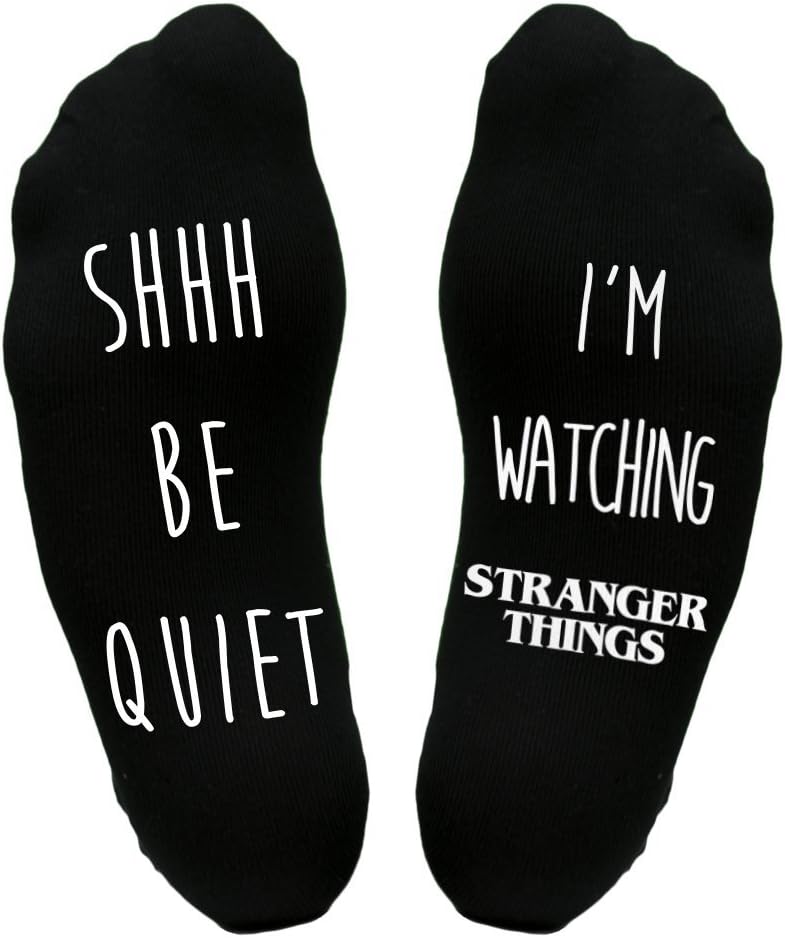 Watching Stranger Things Sole Socks Funny Joke TV Show Gift Him Her