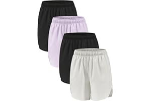 ATTIQOZI 4 Pack Girls Athletic Shorts,Girls Basketball Shorts,Kids Workout Soccer Short for Girl with Drawstring & Pockets