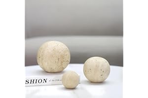 Artisanal Abode Yellow Travertine Marble Sphere, Hand-Polished Natural Stone Ball Decor, Living Room Accent (10cm Diameter)