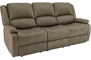 RecPro RV 80" Sofa Triple Recliner & Drop-Down Console | Modular Wall Hugger | Suprima Leather (Putty)