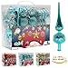 Woowell Shatterproof Ornaments Christmas tree decoration, 54 Set Luxury Collection Turquoise Assorted Xmas Balls, Reusable Hand-held Gift Box (Turquoise)